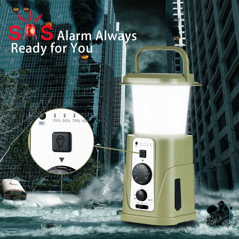 Multifunctional Camping Light LED Campsite Lantern AM/FM/WB/NOAA Weather Radio Portable