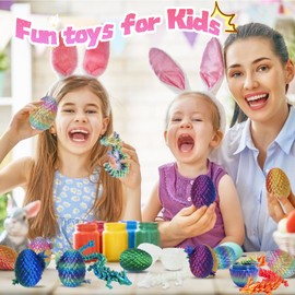 6pack 3D Printed Easter Dragon Eggs, Mystery Dragon Egg with Dragon Inside, Easter Basket Stuffers,Crystal Dragon Fidget Toy, Surprise 3D Printed Animals Toy (6 Pack)