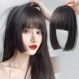 MISS FANCY Bangs Wig, Princess Hair, Supernatural, Hair Extension, Bangs, Breathable, Fresh, Natural, Cute, Heat Resistant, Harajuku Style, Lolita, With Whorl Bangs Wig (Dark Brown)