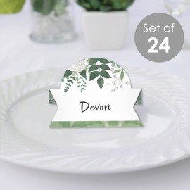 Big Dot of Happiness Boho Botanical - Greenery Party Tent Buffet Card - Table Setting Name Place Cards - Set of 24