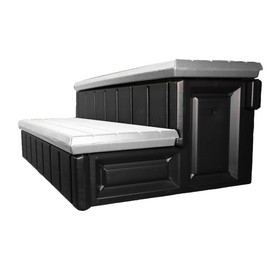 Confer Plastics Two Tier 36" Wide Deluxe Hot Tub Step. Non-Skid Spa Steps, Easy Installation, Sturdy, Long Lasting Upgrade to Your Space. Proudly Made in USA. - Grey