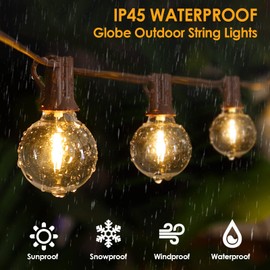 Mlambert 50Ft Outdoor String Lights G40 Globe Patio Lights with 25+2 Plastic Bulbs, Waterproof Hanging LED String Light for Gazebo Cafe-Brown Wire