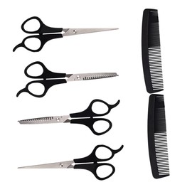 FOMIYES 4 Sets 6pcs Barber Tool Hairdressing Scissor Teeth Cut Barber Accessories Hair Comb Hair Cutting Scissors Black