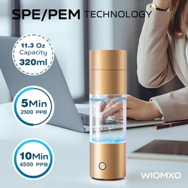 Hydrogen Water Bottle Generator,4500PPB Smart Electrolysis Water Ionizer with SPE/PEM Tech,High Air Tightness Tritan,320ml Rich Hydrogen Water Machine for Sedentary Office Sport High-End Gift,CA-308