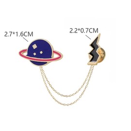 Lightning Connecting Saturn And The Chain Awesome Brooch Cartoon Enamel Brooch Pin Jacket Lapel Metal Pins Brooches Badges Exquisite Jewelry Accessories