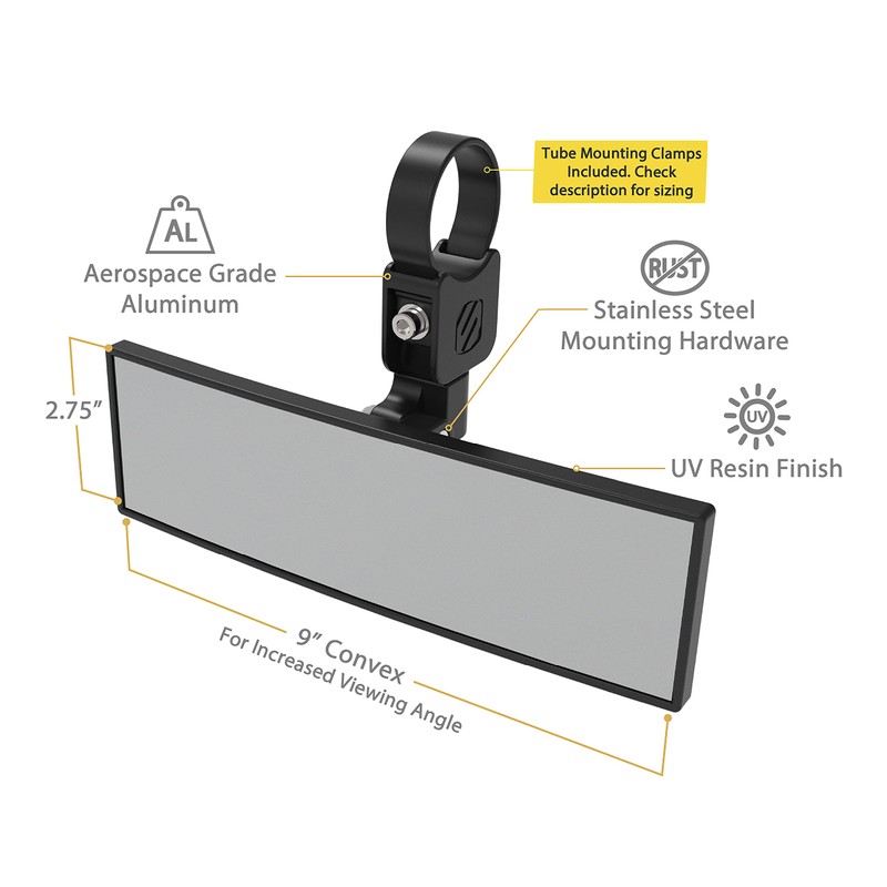 SCOSCHE PSM21009-20 BaseClamp 9” Panoramic View Mirror with 2.0” Tube