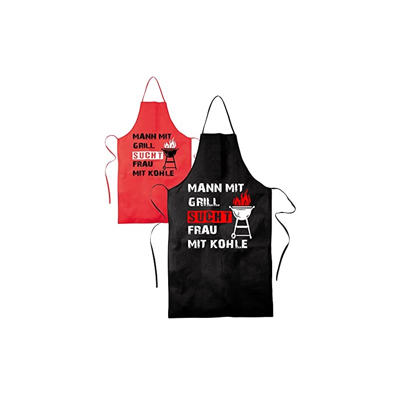 Blickfang Funny BBQ Apron for Men, Cooking Apron, Bib Apron,