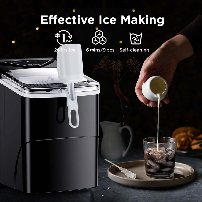 Silonn Countertop Ice Maker, 9 Ice Cubes in 6 Mins,