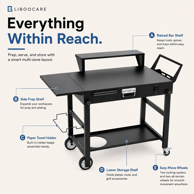 Grill Cart for Blackstone 22 Inch Griddle, 31" Tall Foldable