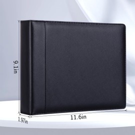 Antner 3 Ring Business Checkbook Binder for 3-On-A-Page End-Stub Deskbook Checks, 600 Checks Capacity, PU Leather Check Book Binder Cover with Zipper Pouch Fit 3 & 9 Holes Check Holder Organizer