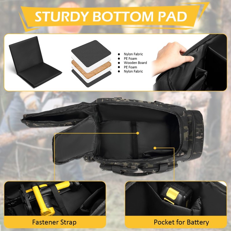 SLINRKE Chainsaw Carrying Case - Tactical Style Waterproof Storage Bag