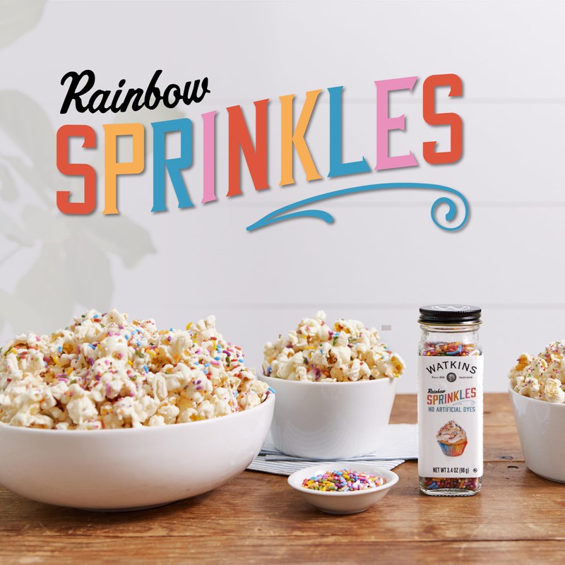 Watkins Watkins Rainbow Decorating Sprinkles, No Artificial Dyes, Kosher, 3.4