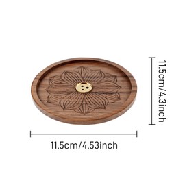 Lotus Incense Sticks Holder, Walnut Wood Incense Burner Holder with 3 Holes, Joss Brass Ash Catcher for Agarwood Sandalwood Rose Incense Sticks for Meditation, Yoga