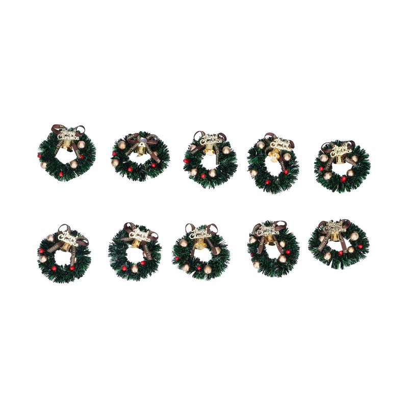 10Pcs Christmas Wreaths Miniature Scene Models Dollhouse Accessories for Above