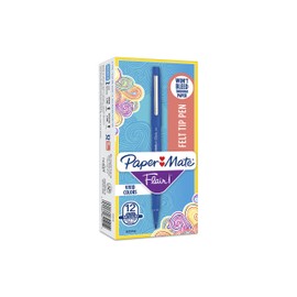 Paper Mate Flair Felt Tip Pens, Medium Point (0.7mm), Blue, 12 Count
