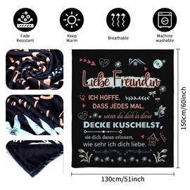 Original Gift "Liebe Freundin Ich Hoffe Dass Jedes Mal Wenn Du Dich In Diese Decke Kuschelst Sie Dich Daran Erinnert Wie sehr Ich Dich Liebe Liebe Kuschel" Blanket Decorative for Girlfriend (Liebe