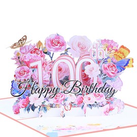 100th Birthday Card, 3D Pop-up Birthday Card, 3D Birthday Card, Includes Envelopes and Message Cards, Happy Birthday Card, Happy Birthday Card, Happy Birthday Card, Celebration Card, Greeting Card,