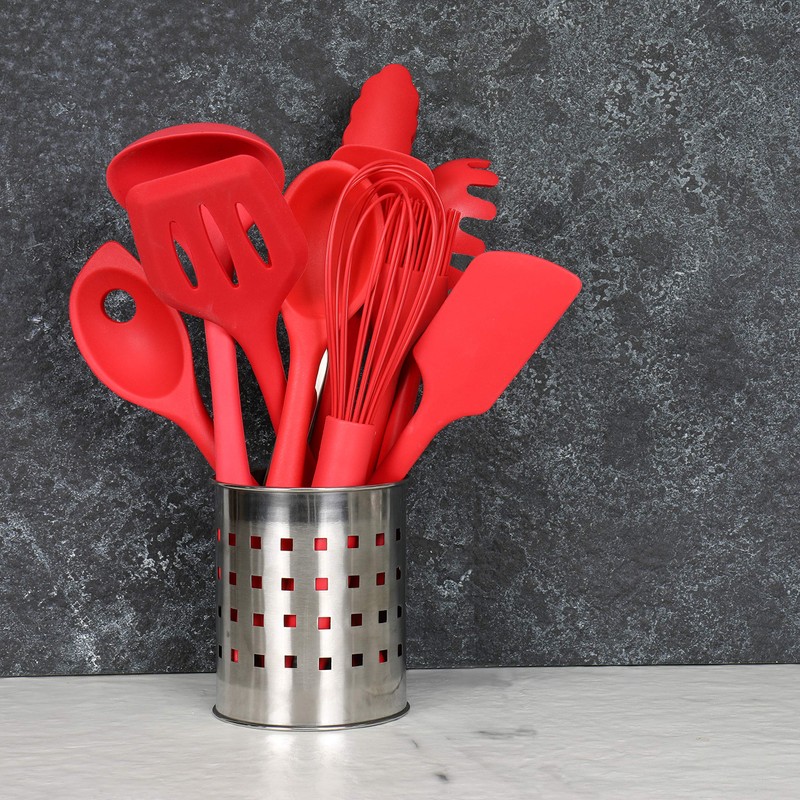 Chef Craft Premium Silicone Cooking Tongs, 12 inch, Red