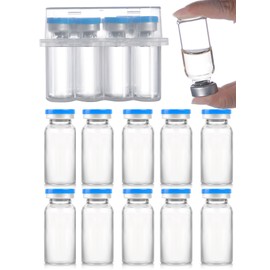 20ml Glass Vials for Injections, Self-Healing Injection Port, Sterile Empty Vials for Injections with Sealed Cap (10 Pack)