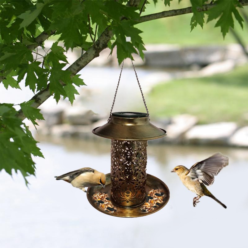Solar Powered Bird Feeder Hanging Wild Bird Feeder 2 in
