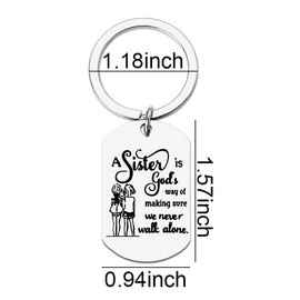 Sister Birthday Gifts from Sister Keychains Gift for Best Friend Sister Gifts for Sister In Law Wedding Christmas Gifts for Her A Sister is God's Way We Never Walk Alone Keychain