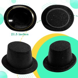 Hillban 24 Pcs Mardi Gras Glitter Top Hat Bowler for Adults 1920s Dress Glitter Hats for Masquerades Party(Black)