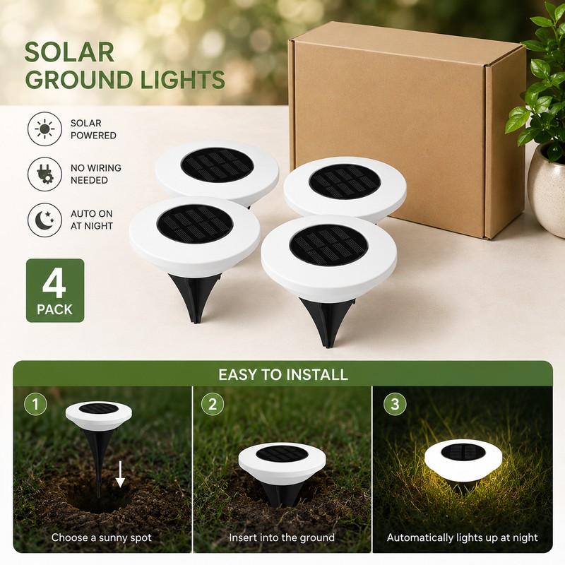 Solar Ground Lights for Outdoor Landscaping – 14-LED Waterproof Lawn