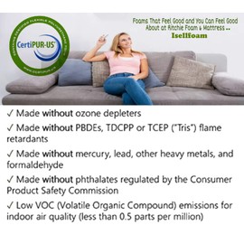Isellfoam Upholstery Foam Cushion 6" T x 30" W x 80" L (Semi Firm) 36ILD Upholstery Foam Cushion High Density CertiPUR-US Certified Foam, Made in USA