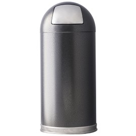 Witt Industries 15DTSVN Steel 15-Gallon Standard Dome Top Indoor Waste Receptacle with Galvanized Liner and Push Door, Round, 15" Diameter x 35" Height, Silver