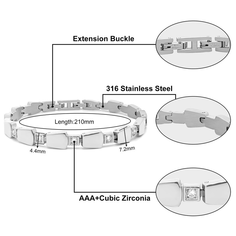 JEROOT Women's Titanium Steel Bracelet, Titanium Titanium magnet
