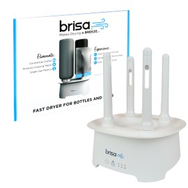 Bottle Drying Rack by Brisa - Powered Drying for Bottles, Reusables, and Containers - Baby Bottle Dryer with Hot Air Drying Technology - Home Essential Drying Rack Kitchen Tool - White