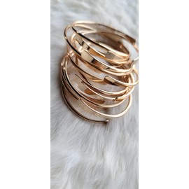 Bead It Wear It Love It Brass Cuff Bracelets Set, African Brass Bangles For Women, Hammered Ends Stacking Bracelets, Boho Tribal Cultural Jewelry (Gold Plated Set Of 2)