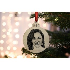 Shirley Ballas Merch, Strictly 'Dancing Gift Idea Judge Image On A Wooden Christmas Tree Bauble, For Mum & Dad