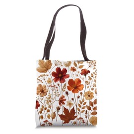 Autumn Wildflower Botanical Burnt Orange Fall Style Look Tote Bag