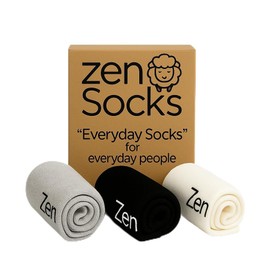 Zen Socks Men's Wool Silk Luxury Blend Socks, 3 Pairs Set, Short Socks, Sports, Arch Support, Antibacterial, Deodorizing, All Seasons, Business, White, Black, Gray