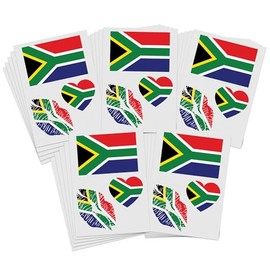 World Flag Temporary Tattoos / 75 tattoos/Select from 25 Countries/Great for Sporting Events & National Holidays (South Africa)