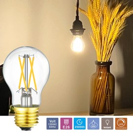 LEOOLS A15 LED Bulb 6W Equal E26 Bulb 60 Watt Dimmable E26 Edison Bulb Soft White 3000K Clear AC120V 600LM E26 LED Bulb for Ceiling Fan,Wall sconces,Fridge,Desk lamp Pack of 6