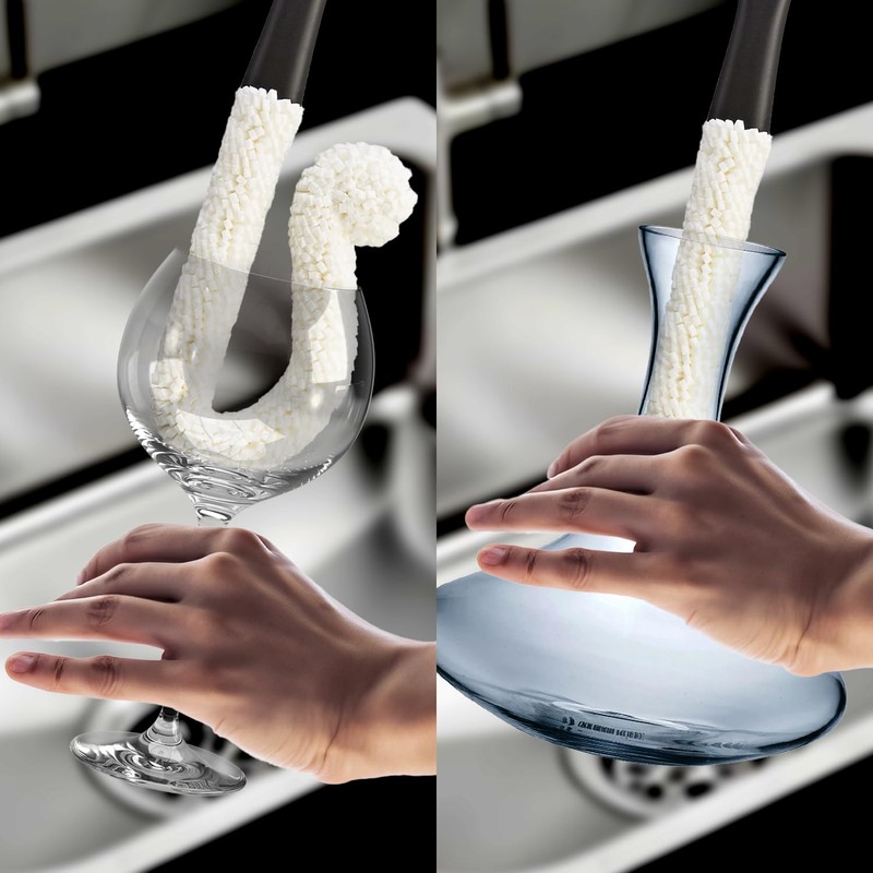 HIC Kitchen Bar Soft Foam Decanter Brush - Non-Scratch Foam