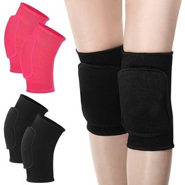 Kids Knee Pad Dance Volleyball Knee Pads Anti Slip Sponge Kneepads Brace Soft Breathable Elastic Knee Protector for Dancers Youth Girls Boys Sports Dance Skating Cycling Running (Black And Pink, L)