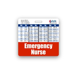 Emergency Nurse Badge Buddy Horizontal w/Height & Weight Conversion Charts (Standard, Red)