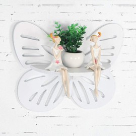 GOTOTOP Floating Wall Shelves, Butterfly Shape Storage Rack Wall Shelf Rural Decorative Floating Shelves for Bedroom Living Room Home Office Decoration, 13 x 4.72 x 10.63in