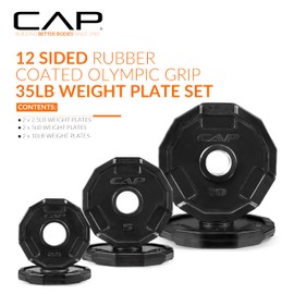 CAP Barbell 12-Sided Rubber Coated Olympic Weightlifting Grip Plates – SET (2.5 lb x 2, 5 lb x 2, 10 lb x 2)