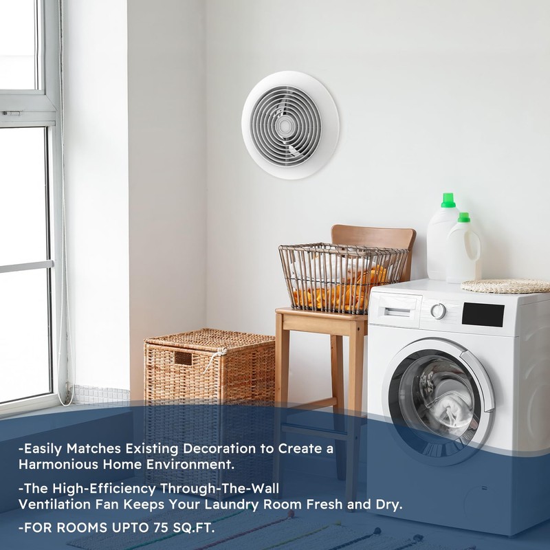 Quini 512M Through-the-Wall Exhaust Fan, White Grille, 6-inch Diameter vent,