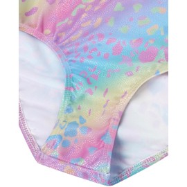 JiAmy Leotards for Girls Gymnastics, Long Sleeve Sparkly Dance Biketards with Shorts Ballet Tumbling Outfit Leopard Pink 6-7 years