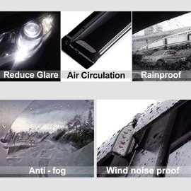 Puermto Side Window Wind Deflector,4pcs Out-Channel Tape On Dark Smoke Nice Sun Rain Guards Set, Window Visor fit for 2005-2012 Nissan Pathfinder 94512