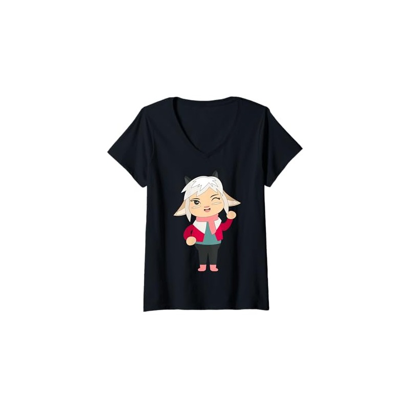 Womens Cute Winking Goat Cartoon Character Design For Kids V-Neck