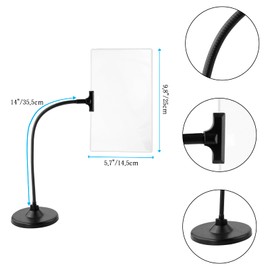 4X Magnifying Glass with Stand, 10"x6" Flexible Gooseneck Magnifying Glass, Large Page Magnifier for Reading Small Prints, Low Vision & Seniors(Black)