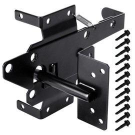 KABMOZ Self Locking Gate Latch PVC Fence Gate Lock Suitable Apply Wooden/Vinyl/Secure Pool/Yard/Garden,Black (Stainless Steel)