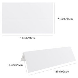 MOTOFITOOL Printable Name Tent Cards 3-1/2" x 11" - Blank Folding Place Cards for Table Settings, Business Meetings & Weddings - 30 Pack, White 80lb Cover