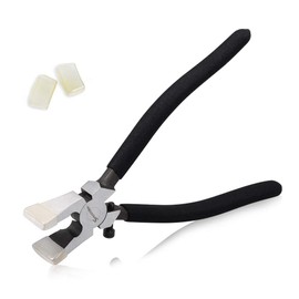 SPEEDWOX Glass Pliers Flat Jaws 8 Inches Black Glass Breaking Tool with 2 Pair of Rubber Tips Durable Mosaics Breaking Tool Heavy Duty for Tile Stained Glass Work